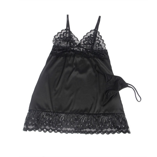 Babydoll cu imprimeu floral pe piept, negru, mărime L/XL - Img 4