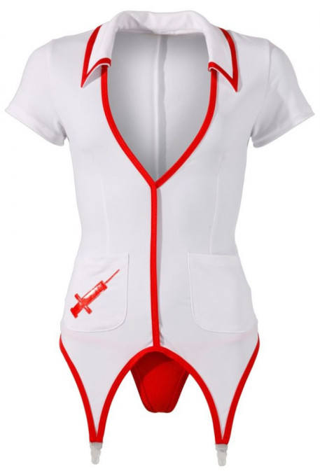 Body cu portjartier si chilot asortat Nurse Outfit 2pcs, Cottelli Costumes - S - Img 2