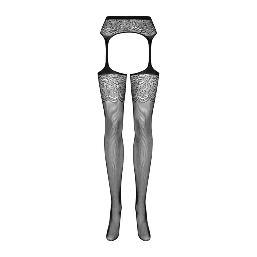 Ciorapi Obsessive din plasa fina, cu aspect de portjartier S207 Obsessive, negru - S/L - Img 2