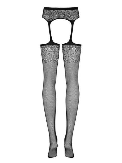 Ciorapi Obsessive din plasa fina, cu aspect de portjartier S207 Obsessive, negru marime XL/XXL - Img 6