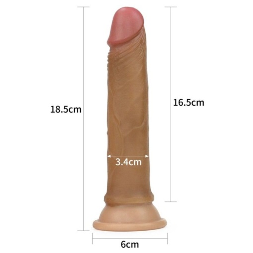 Dildo 7 Dual layered Platinum Silicone Cock Brown 18cm - Img 3