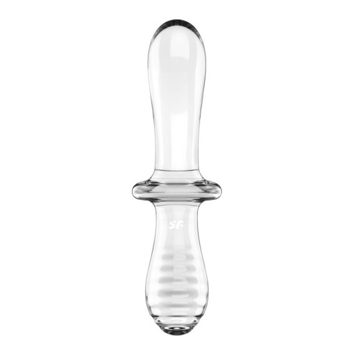 Dildo dublu din sticla borosilicata solida Satisfyer Double Crystal transparent (20cm)