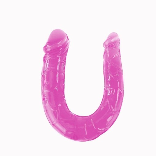 Dildo dublu transparent DOUBLE DONG PURPLE, 30CM culoare mov