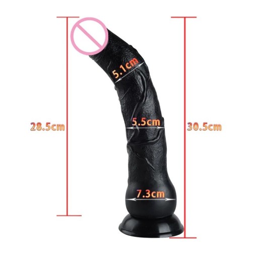Dildo flexibil cu ventuza X-MEN Geoff’s Cock Black 30.5cm - Img 6