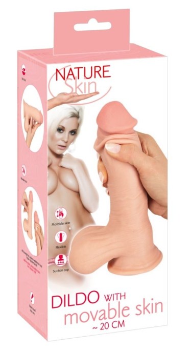 Dildo flexibil realist cu o ventuza puternica, piele mobila cu vene Dildo with movable Skin (19,9 cm)