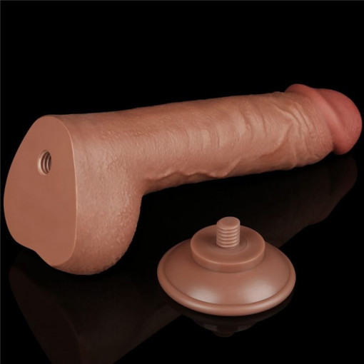 Dildo realist 9.5'' Sliding Skin Dual Layer Dong Brown (24cm) - Img 4