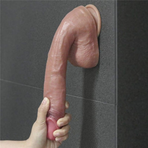 Dildo realist de dimensiuni gigantice fabricat din silicon, flexibil, cu ventuza10.5'' Dual-Layered Platinium Silicone 27.5cm (inserabil 20cm) - Img 2