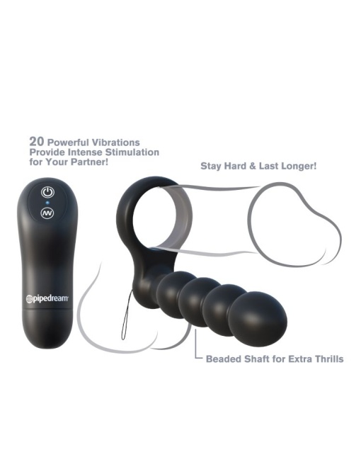 Inel penis cu vibratii, stimulator anal si telecomanda wireless DOUBLE PENETRATOR BLACK - Img 5