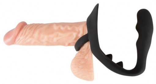 Inel pentru penis/bile cu plug anal pentru stimularea punctului P Ring &amp; plug - Img 3