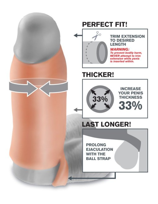 Manson pentru penis, fara cap si cu inel de testicule Fantasy X-tensions Real Feel Enhancer XL - Img 4