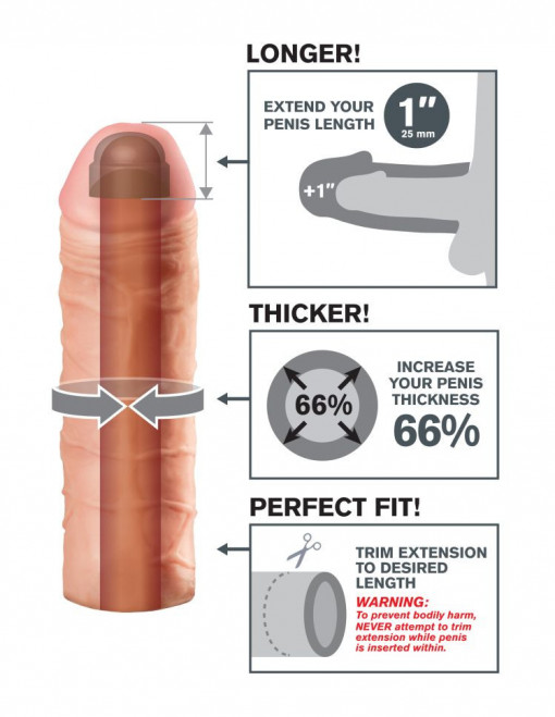 Manson prelungitor penis X-TENSIONS MEGA 1INCH EXTENSIONS, 17,7cm - Img 2