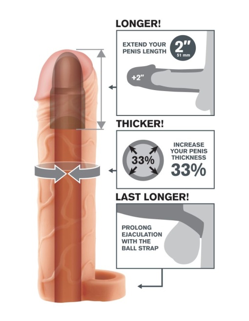 Manson prelungitor penis X TENSIONS PERFECT 2INCH EXT W BALSTRAP 19cm - Img 3