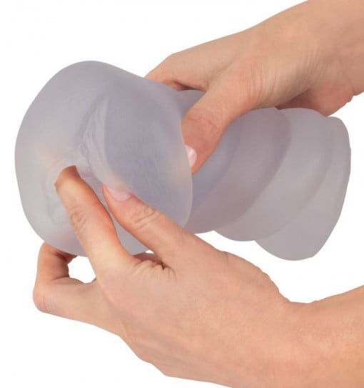 Masturbator transparent cu Cock Ring interior in forma de vagin 15cm - Img 2