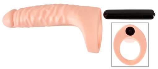 Penis elastic și inel de penis cu vibratii Double Fucker + Vibration (18 cm) - Img 2