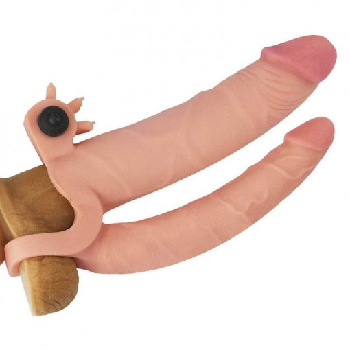 Prelungitor penis dublu cu vibratii Add 1" Vibrating Double Penis Sleeve 18cm - Img 3