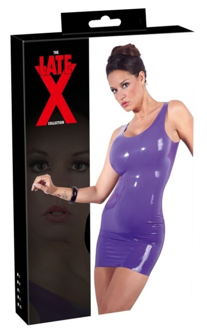 Rochie din latex fara maneci, stransa pe corp Latex Dress, purple - M - Img 3