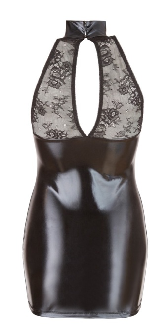 Rochie neagra aspect umed stralucitor si dantela delicata , Cottelli Party, black - M - Img 3