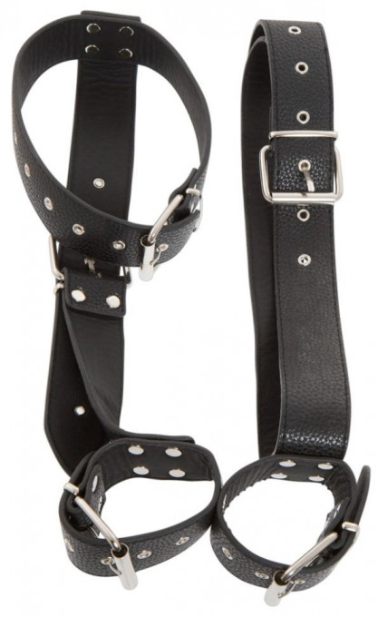 Sistem de retinere pentru corp in aspect elegant de piele Neck Restraint with Handcuffs - Img 4
