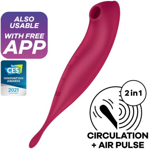 Stimulator inteligent cu unde de presiune si stimulare rotativa Satisfyer Twirling Pro+ culoare Rosu - Img 3