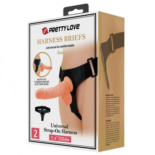 Strap-on cu dildo pentru femei Pretty Love Tom Harness Briefs - Img 4