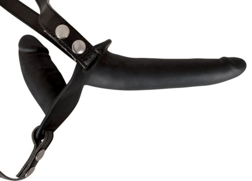 Strap-On cu vibrator interior si exterior cu dildouri masive din silicon - Img 2
