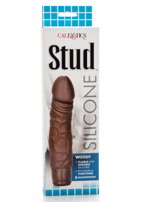 Vibrator cu aspect realist si vibratii de intensitate variabila Silicone Stud Woody, brown (16.5cm) - Img 2