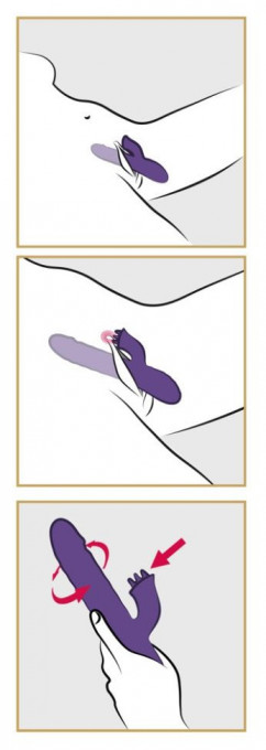 Vibrator iepure cu gland, 3 „limbi” Thrusting &amp; Rotating (24.7cm) - Img 4
