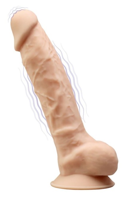 Vibrator realist cu gland si vene pronuntate, cu 10 moduri de vibratie Model 1 (20 cm) - Img 2