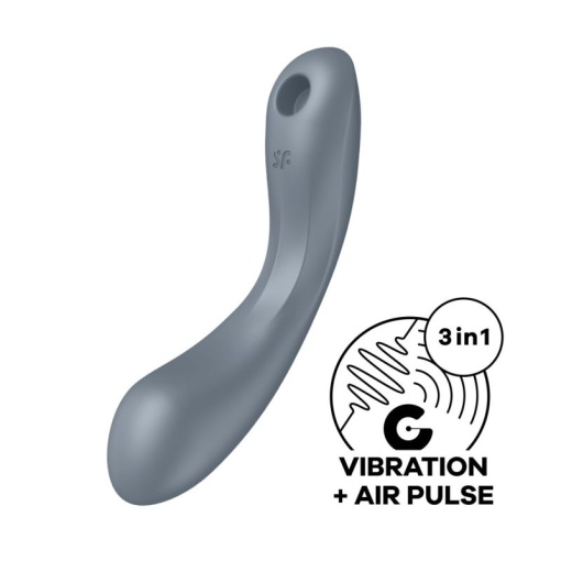Vibrator stimulator cu impulsuri de aer Curvy Trinity 1 bluegrey (17,5cm) - Img 8