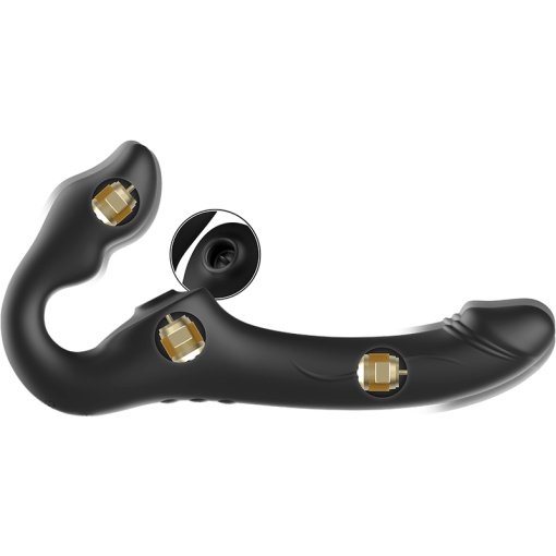 Vibrator Strap-on cu telecomanda fara curele cu tripla simulare IBIZA - Img 2