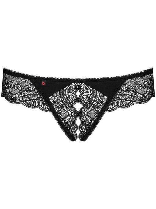 Chilot cu decupaj in zona intima, fabricat din dantela fina cu motive florale Obsessive, black - L/XL - Img 7
