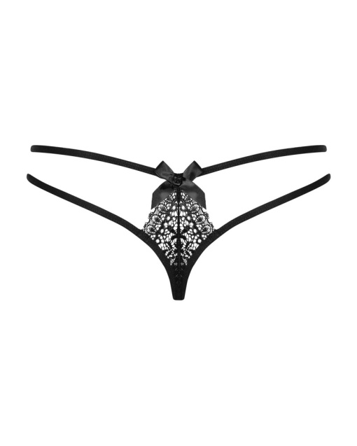 Chilot tanga dantela fina cu motive florale si barete subtiri Intensa double thong, Obsessive, black - L/XL - Img 2