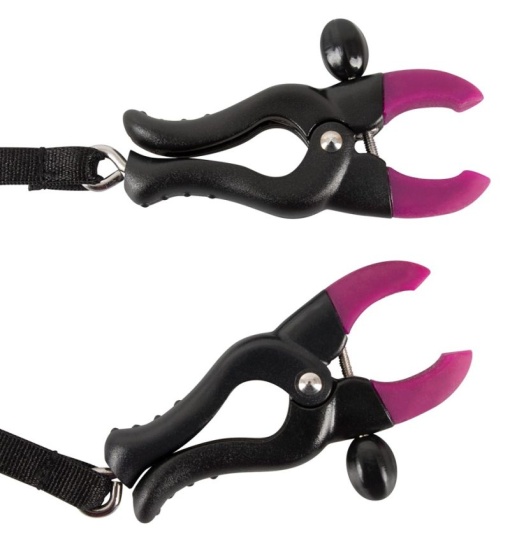 Chilotei cu perle, cleme pentru labii, si vibrator mic Bad Kitty Spreader String - Img 2