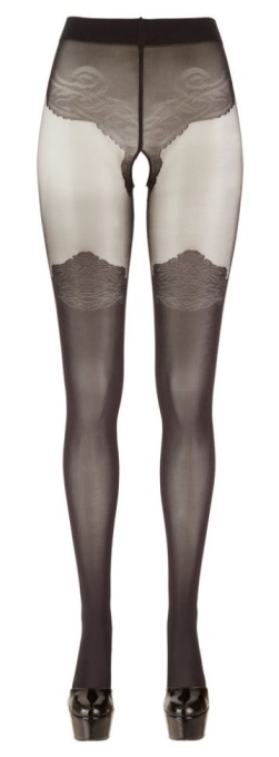 Colanti negri cu un design elegant peste genunchi si decupaj in zona intima black - M - Img 2