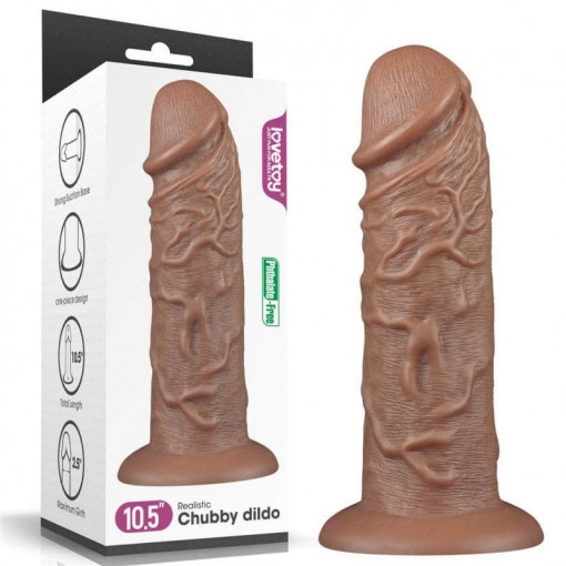 Dildo de marime gigantica Realistic Chubby Dildo Brown 26.25 x 6.3cm - Img 6