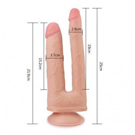 Dildo dubla penetrare Bendable Skinlike Double Penetration Soft Cock - Img 3