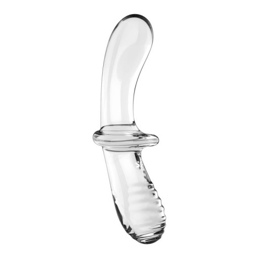 Dildo dublu din sticla borosilicata solida Satisfyer Double Crystal transparent (20cm)