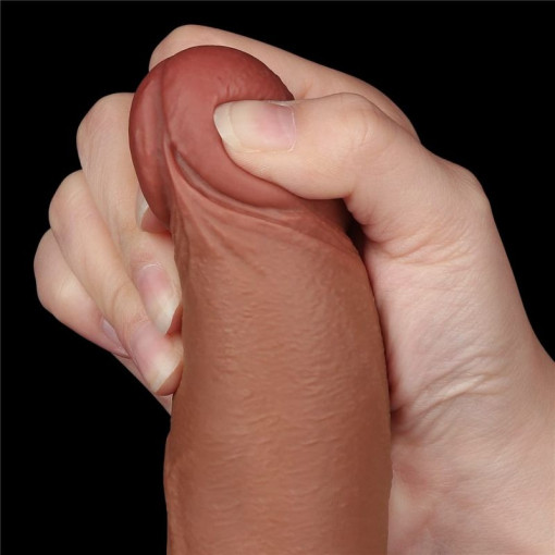 Dildo realist 8.5'' Sliding Skin Dual Layer Dong Brown I (20cm) - Img 2