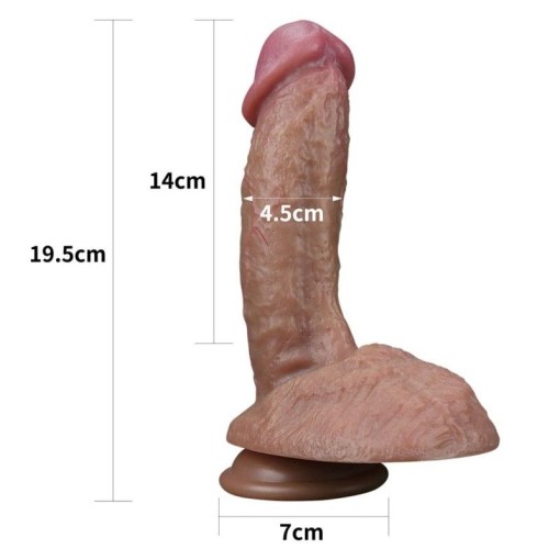 Dildo realist din silicon cu două straturi 7.5'' Dual-Layered Platinium Silicone (19.5cm x 4.5cm)