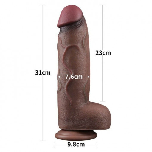 Dildo realist din silicon cu ventuza 12'' Dual Layered Silicone Cock XXL (31cm x 7.6cm) - Img 3