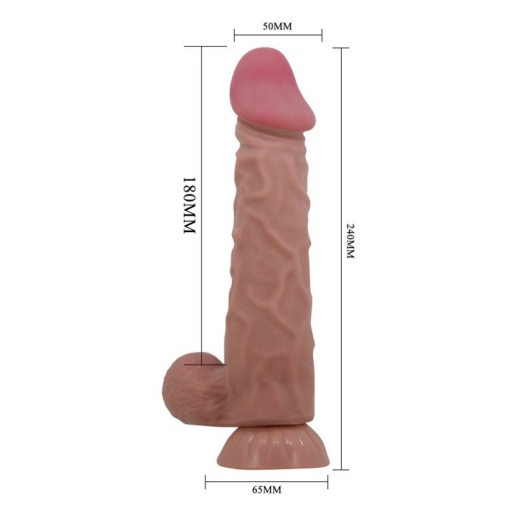 Dildo Realist Sliding Skin 9.4" Brown 24cm - Img 3