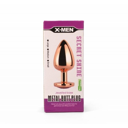 Dop anal mic Small Secret Shine Metal Butt Plug Rose Gold Heart S (7.1cm) - Img 3