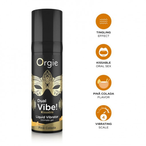 Gel de stimulare cu aroma GEL DUAL VIBE! - KISSABLE - PINA COLADA - 15ML - Img 4