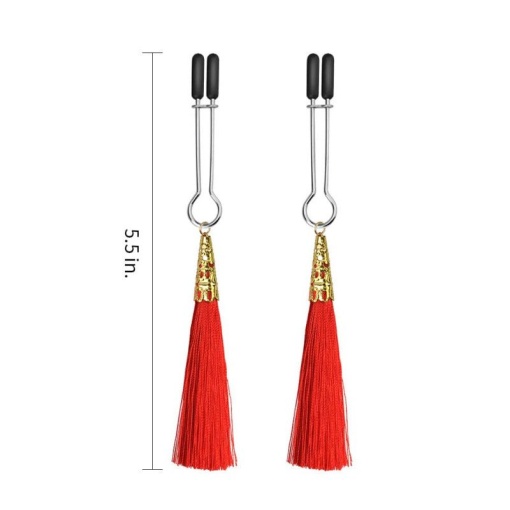 Glamor Tassel Nipple Clamp, Red - Img 3