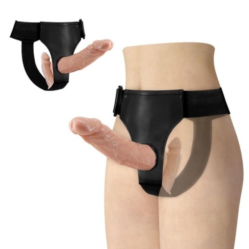Ham elastic reglabil cu dildo cu doua capete (18cm- 15cm) - Img 2