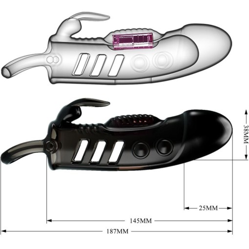 Manson pentru penis cu glont vibrator si stimulator clitoridian iepure PRETTY LOVE – SLOANE (18.7cm) - Img 2