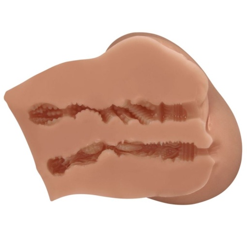 Masturbator Dublu cu vibratii Crazy Bull Luna Brown