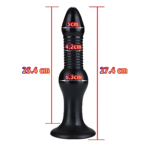 Plug anal fabricat din material prietenos cu pielea X-MEN Butt Plug Black (27.4cm x 6.3cm) - Img 2