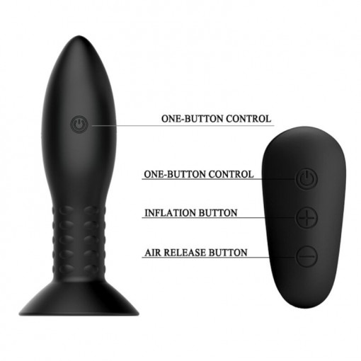 Plugul anal din silicon cu varf cu de vibrare incorporat (12 functii) Mr Play Rotation Beads Anal Plug (13cm) - Img 3