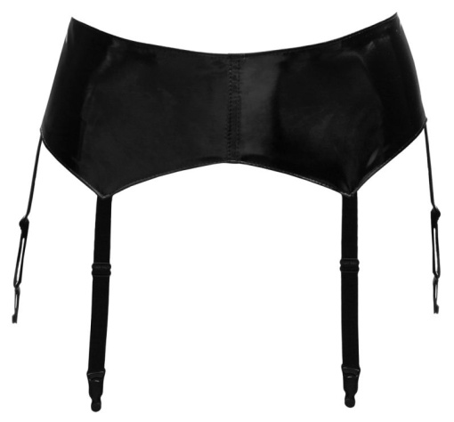 Portjartier clasic din vinil, cu 6 bretele reglabile Vinyl Suspender Belt, Black Level - L - Img 4